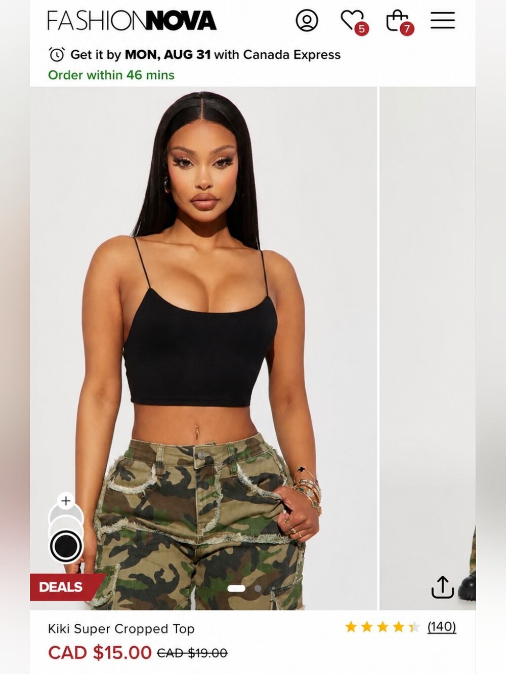 Fashion Nova Crop Top Large